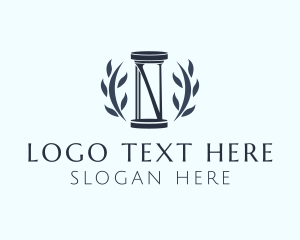 Concrete - Column Pillar Wreath logo design