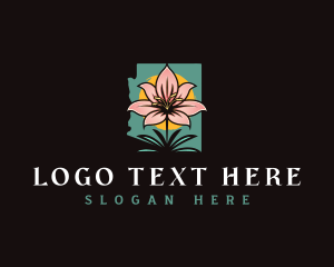 Red Rocks - Arizona Flower Lily logo design