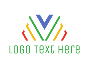 Printing Company - Colorful Stripe V logo design