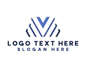 Initial - Colorful Stripe V logo design