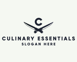 Knife Blade Meat Butcher logo design