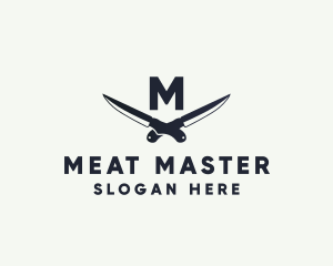 Knife Blade Meat Butcher logo design