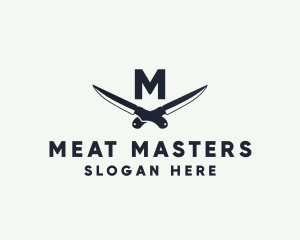 Knife Blade Meat Butcher logo design