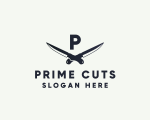 Butcher - Knife Blade Meat Butcher logo design