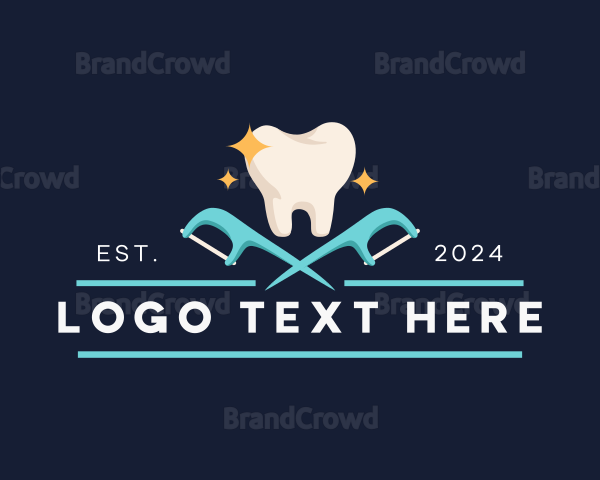 Tooth Dental Floss Logo