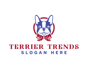 Boston Terrier Dog Ribbon logo design