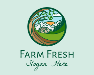 Farm House Mountains  logo design