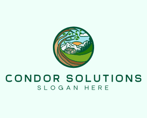 Farm House Mountains  logo design