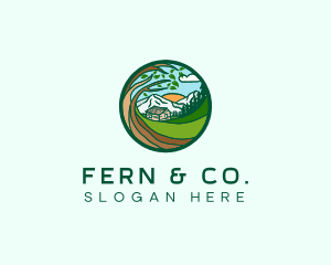 Farm House Mountains  logo design