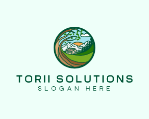 Farm House Mountains  logo design