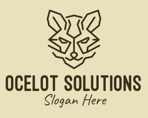 Ocelot - Brown Wildcat Head logo design