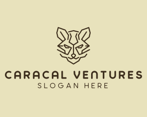 Caracal - Brown Wildcat Head logo design