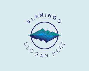 Campground - Mountain Reflection Circle logo design