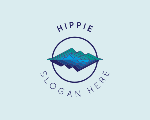 Blue - Mountain Reflection Circle logo design