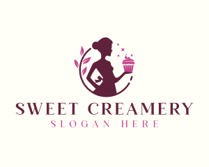 Woman Cupcake Baking logo design