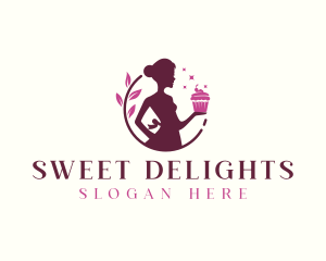 Woman Cupcake Baking logo design