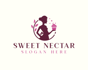 Woman Cupcake Baking logo design