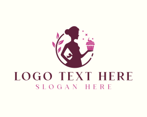 Woman Cupcake Baking Logo