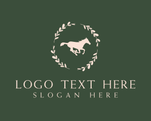 Equestrian - Ornamental Horse Wreath logo design