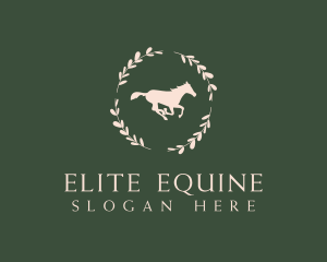 Thoroughbred - Ornamental Horse Wreath logo design