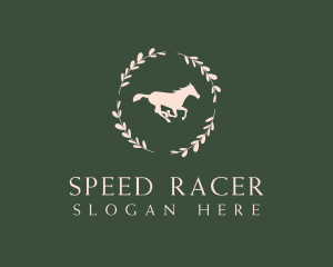 Jockey - Ornamental Horse Wreath logo design