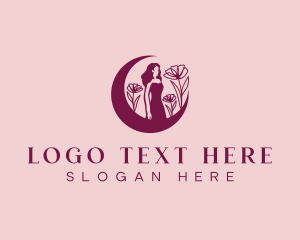 Yoga - Floral Moon Woman logo design