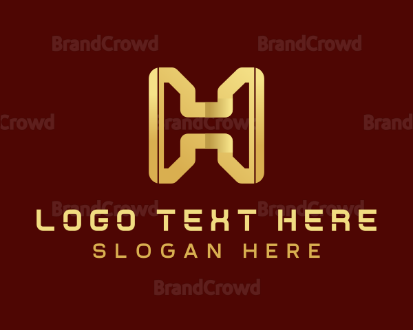 Gold Crypto Currency Letter H Logo