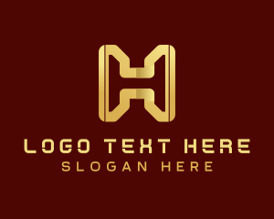 Gold Crypto Currency Letter H logo design