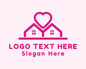 Love - Heart Neighborhood Houses logo design