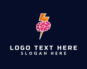 Tutor - Lightning Strike Brain logo design