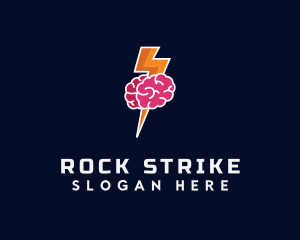 Lightning Strike Brain logo design