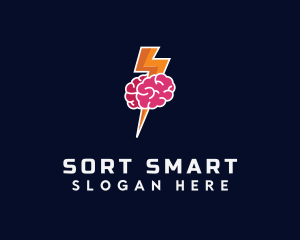 Lightning Strike Brain logo design