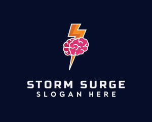 Lightning Strike Brain logo design