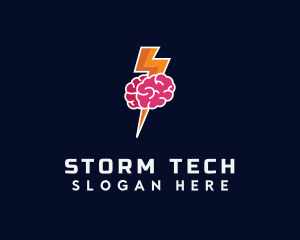 Storm - Lightning Strike Brain logo design