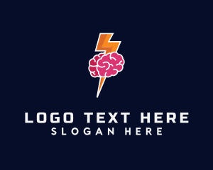 Brainstorming - Lightning Strike Brain logo design