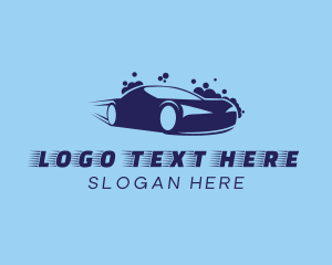 Blue Car Wash Cleaning Logo