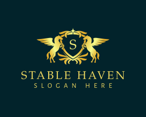 Winged Horse Shield logo design