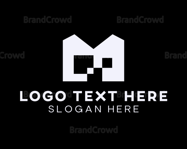 Pixel Gaming Digital Letter M Logo
