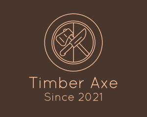 Axe & Knife Camping Badge logo design