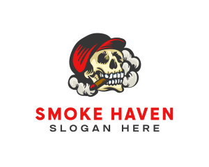 Skull Tobacco Smoker logo design