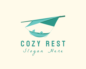 Teal Camping Hammock logo design