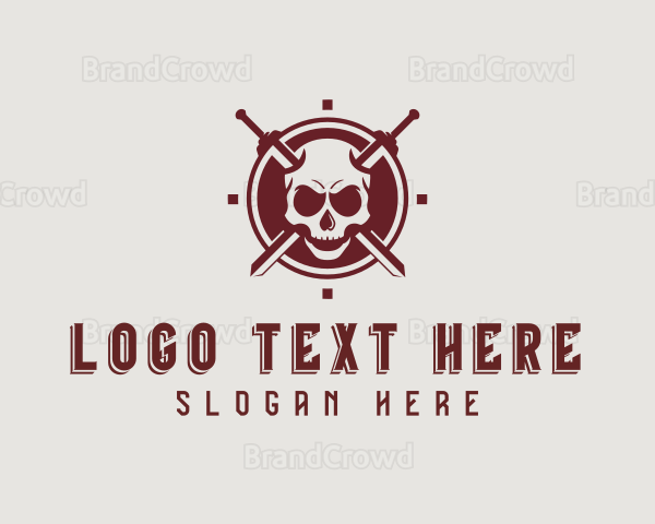 Skull Combat Sword Logo