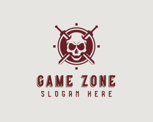 Skull Combat Sword logo design