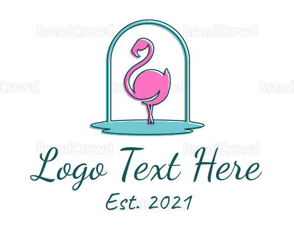 Flamingo Bird Lagoon Logo