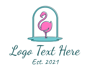 Clothing Shop - Flamingo Bird Lagoon logo design
