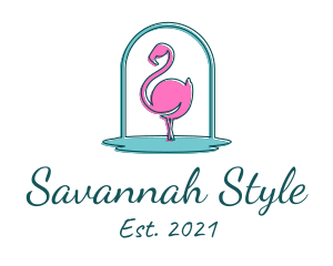 Savannah - Flamingo Bird Lagoon logo design