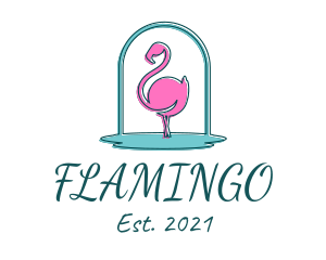 Flamingo Bird Lagoon logo design