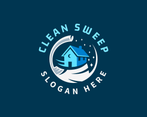 Cleaning Broom Sweeping logo design