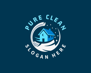 Cleaning Broom Sweeping logo design