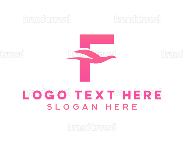 Pink Bird Letter F Logo